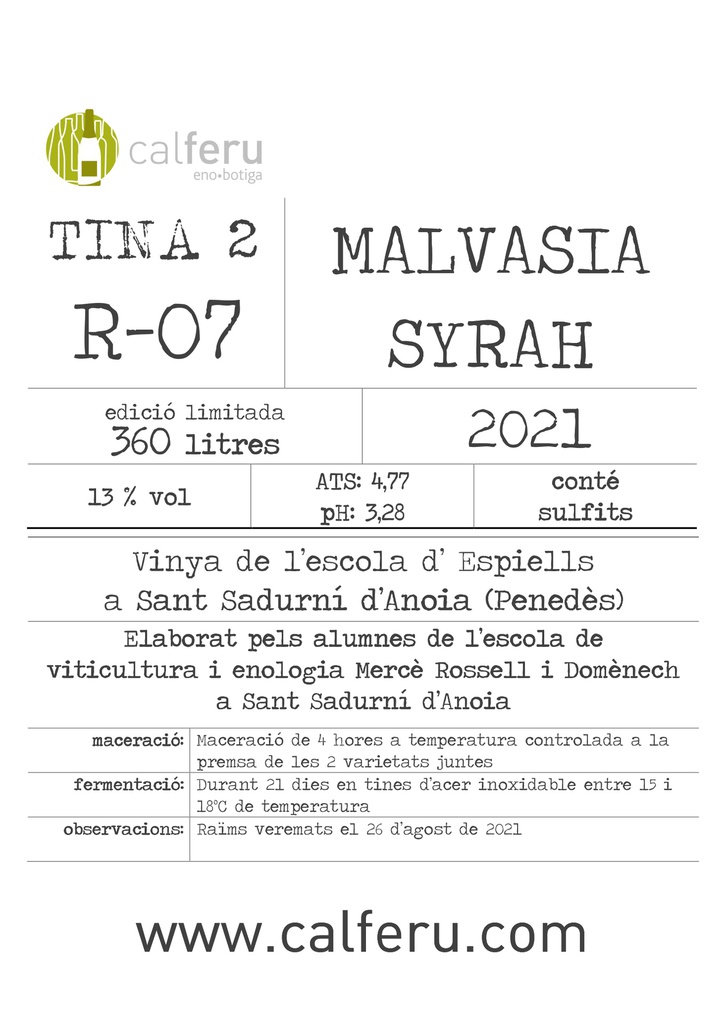 VI ROSAT MALVASIA-SYRAH A GRANEL