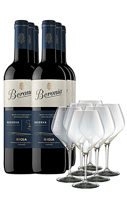 PACK 6 BERONIA RESERVA + 6 COPAS