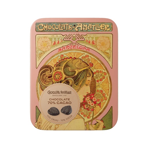 [1425] AMATLLER HOJAS CHOCOLATE 70% CACAO (LATA) 60g