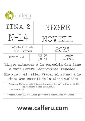[N14] N14 VI NEGRE NOVELL 2025