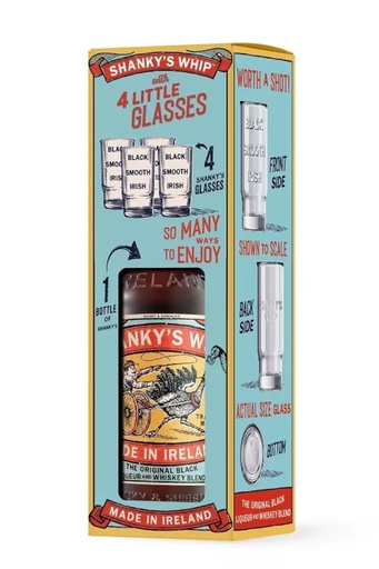 PACK SHANKY'S WHIP + 4 SHOT GLASSES