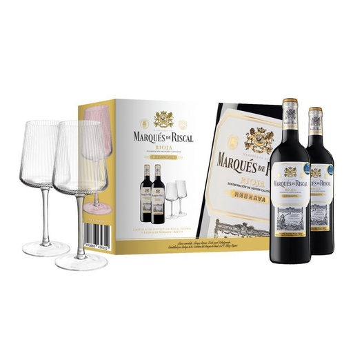 PACK MARQUES DE RISCAL TINTO RESERVA 2 BOT + 2 COPAS