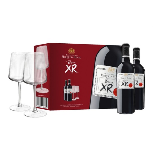 PACK MARQUES DE RISCAL TINTO XR RESERVA 2 BOT + 2 COPAS
